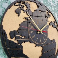 Деревянные настенные часы «Глобус» золотистые Минск +375447651009