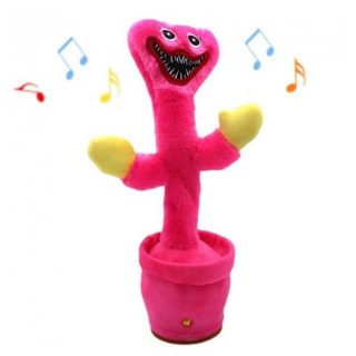 Мягкая интерактивная игрушка Танцующий кактус монстр Хаги Ваги повторяет слова и поёт. розовый