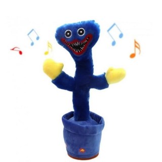 Мягкая интерактивная игрушка Танцующий кактус плюшевый говорящий монстр Хаги Ваги повторяет слова и поёт синий +375447651009