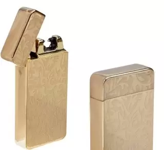 Импульсно-дуговая зажигалка USB «Орнамент» золотистая Минск +375447651009