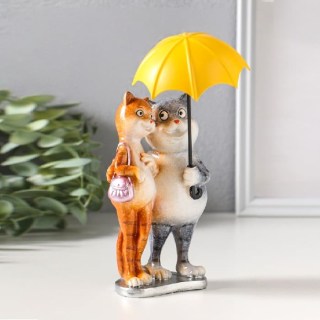 Интерьерная фигура сувенир «Пара котиков под зонтом» 21 см фото