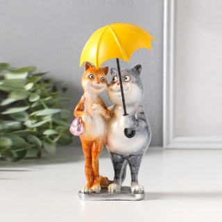 Интерьерная фигура сувенир «Пара котиков под зонтом» 21 см купить