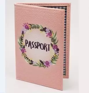Обложка на паспорт из натуральной кожи «Passport» розовая Минск