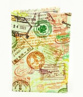 Кожаная обложка на паспорт «Цветные штампы» купить в Минске