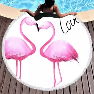 Круглый пляжный коврик «Flamingo Love» купить Минск +375447651009