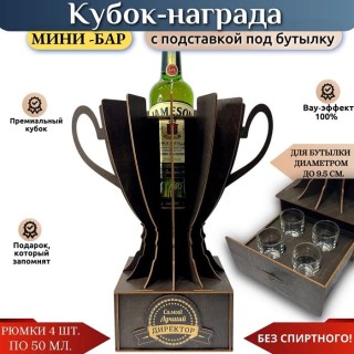 Кубок мини‑бар «Лучший директор» с рюмками и подставкой под бутылку купить