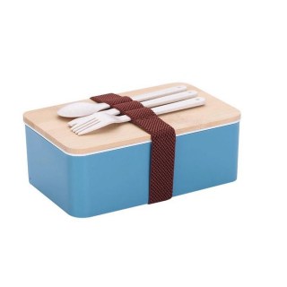 Ланч бокс «Bamboo» с приборами и дополнительным контейнером, цвет голубой Минск