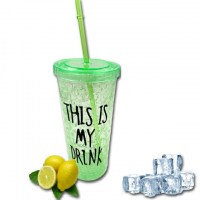 Ледяной стакан «This is my drink» с трубочкой зеленый Минск +375447651009