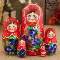 Матрешка «Евдокия в красном платочке» 5 кукол купить в Минске +375447651009
