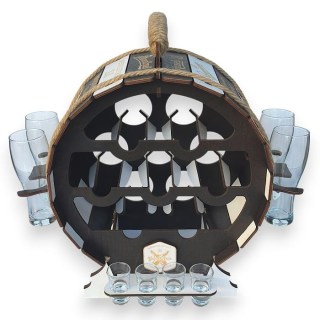 Мини бар пивная бочка «Exlusive» с бокалами и рюмками фото