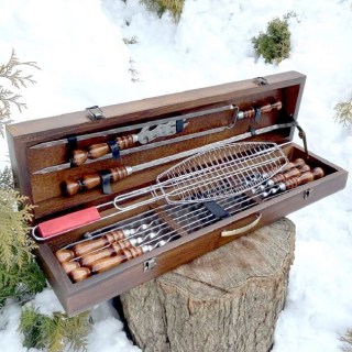 Набор для шашлыка в деревянном чемодане «B.B.Q. GRILL» 11 предметов Минск +375447651009
