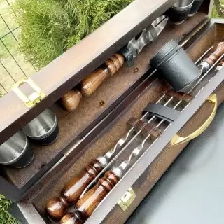 Набор для шашлыка в деревянном чемодане «VIP» 10 предметов Минск +375447651009