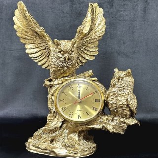 Настольные часы статуэтка «Пара сов» цвет: бронза Минск +375447651009