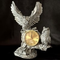 Настольные часы статуэтка «Пара сов» цвет: серебро Минск +375447651009