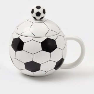 Оригинальная керамическая кружка  с крышкой «Футбольный мяч»  купить