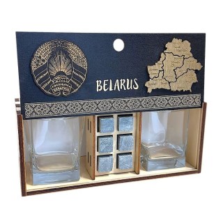 Подарочный набор для виски «BELARUS» бокалы, камни фото