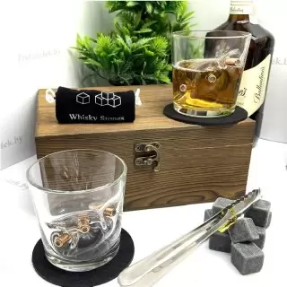 Подарочный набор для виски «Непробиваемый» в деревянной коробке (стаканы с пулями) Минск +375447651009