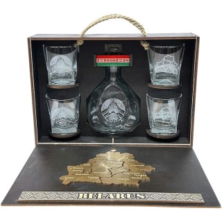 Подарочный набор мини-бар Whiskey «БЕЛАРУСЬ» бокалы + штоф, вид 1 купить