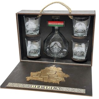 Подарочный набор мини-бар Whiskey «БЕЛАРУСЬ» бокалы + штоф, вид 2 купить