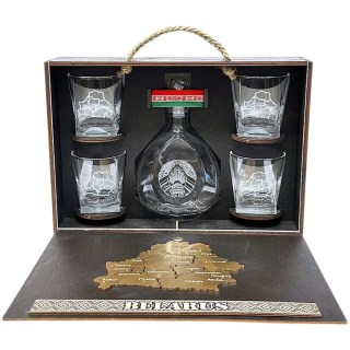 Подарочный набор мини-бар Whiskey «БЕЛАРУСЬ» бокалы + штоф, вид 3 купить