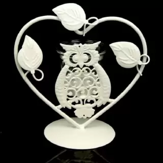 Подсвечник декоративный «Совушка в сердце» белый купить в Минске +375447651009