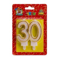 Свеча в торт «30 лет» золотая Минск +375447651009