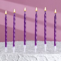 Свечи для торта витые с подставкой "Happy moments" 6 шт, цвет фиолетовый Минск