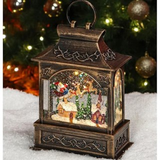 Светильник со снегом «Дед Мороз на санях» музыкальный Минск