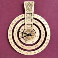 Вечный календарь настенный с часами «Кольца» светлый Минск +375447651009